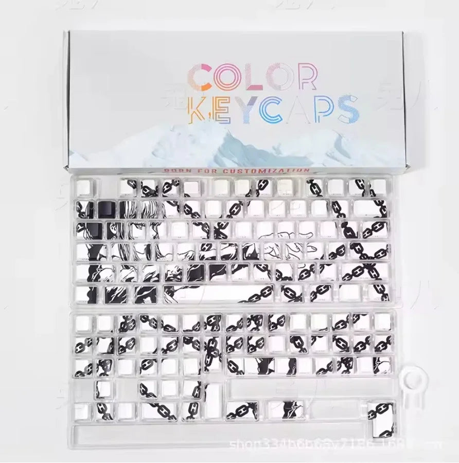 Makima Anime Keycaps Cartoon 129 Keys PBT Keycap Chreey Keycaps Japan Key Cap Dye-sub Mechanical Keyboard Caps for 64/68/71/108