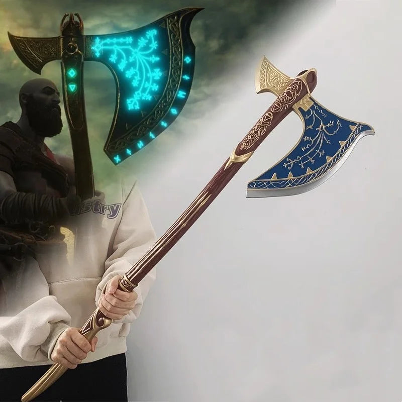92cm Kratos Katana Axe Anime God of War 4 Cosplay Prop Athena Leviathan Blade Chaos Sword Real Japanese Katana Samurai Sabre Toy