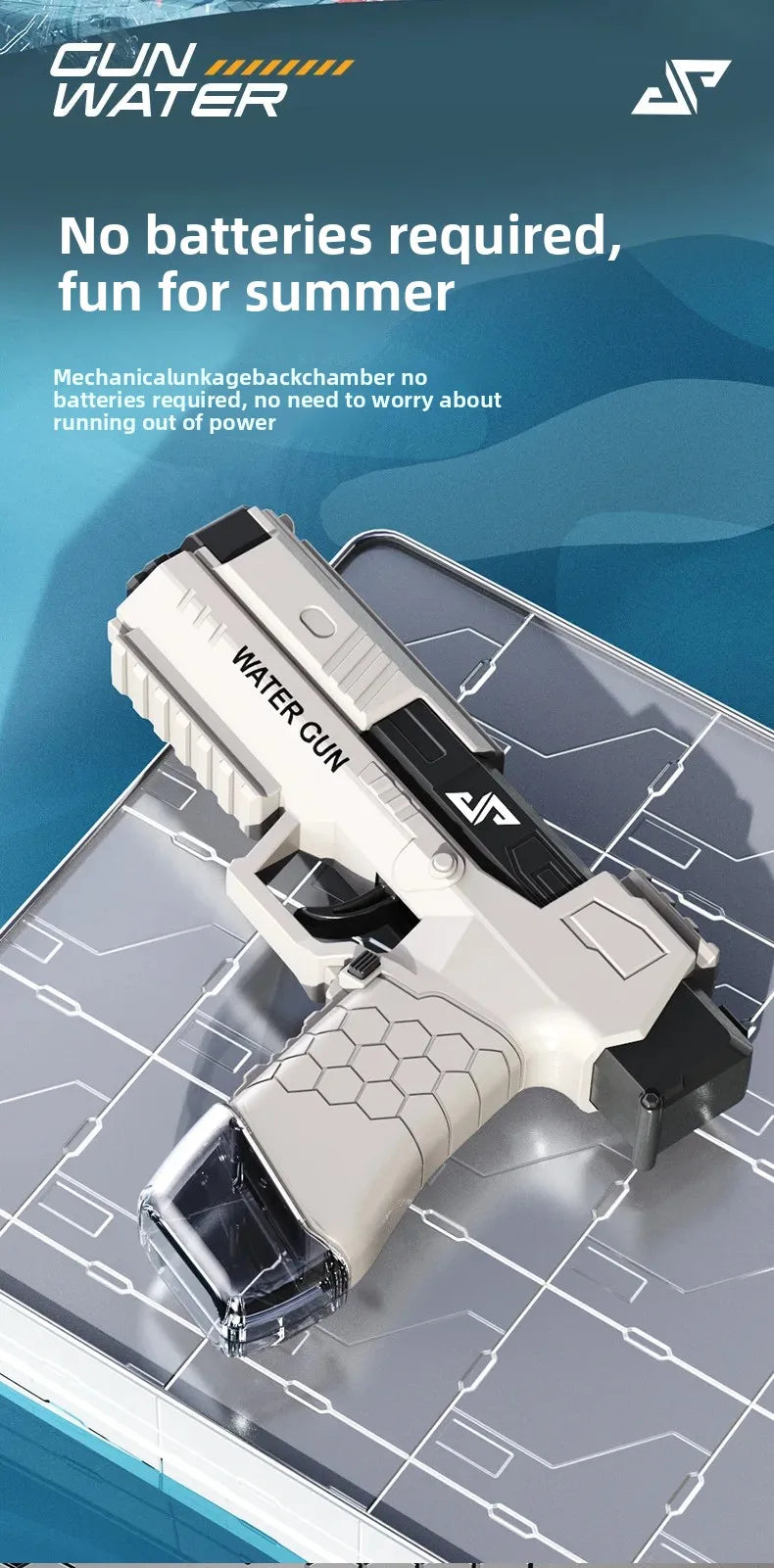 Cross-Border Children's Glock Water Gun Manual Continuous Fire Beach Backpack Water Gun Bath Toy from Mainland China