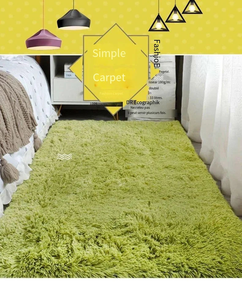 VIKAMA Silk wool Solid Colour Living Room Bedroom Bedside Sofa Soft Mat Home Light Luxury Non-slip Dirty Resistant Washable Rug