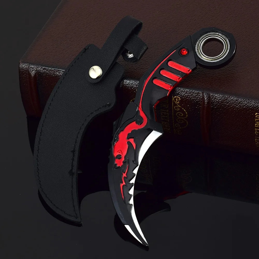 17CM Karambit Game Life and Death Peripheral Weapon Dark Moon Double Thorns Metal Model Knife Sword Ornament Gifts Toys for Boys