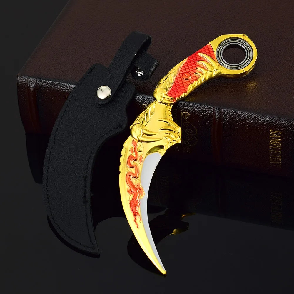 17CM Karambit Game Life and Death Peripheral Weapon Dark Moon Double Thorns Metal Model Knife Sword Ornament Gifts Toys for Boys