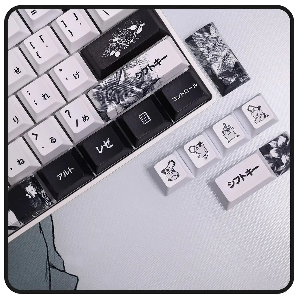 REZE Anime Theme Keycaps Set Customized PBT Sublimation Cherry Profile Keyboard Keycaps for Mechanical Keyboard Accessories Girl