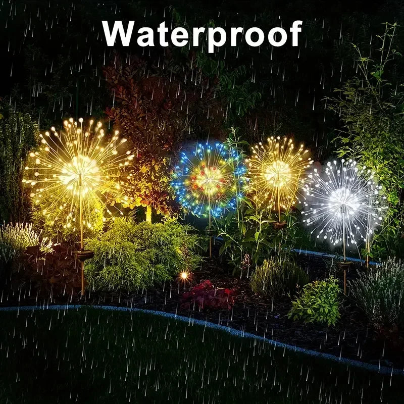 NEW 60LEDs Solar Fireworks Lights Outdoor Waterproof Solar Garden Lights 8 Lighting Modes With Remote Control Decorations Light