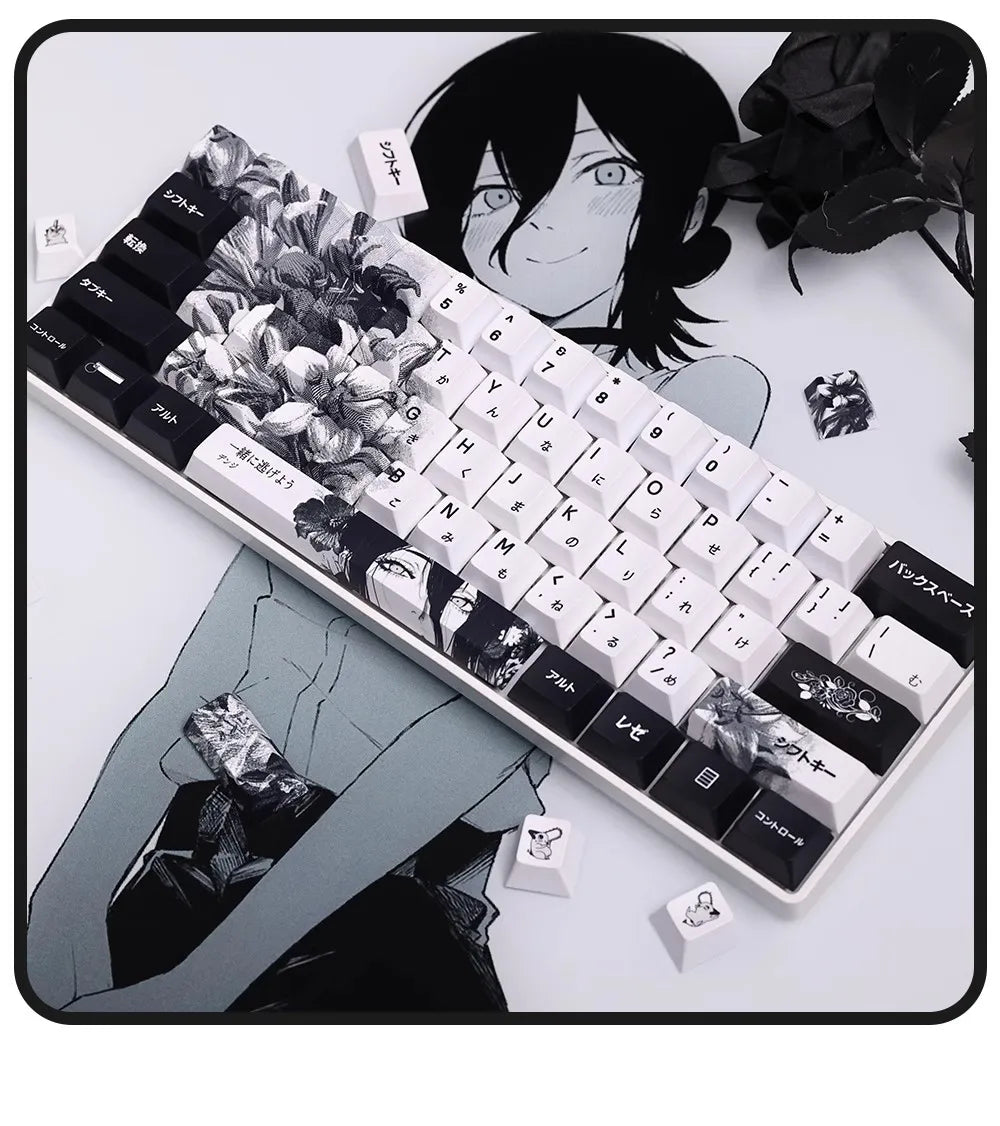 REZE Anime Theme Keycaps Set Customized PBT Sublimation Cherry Profile Keyboard Keycaps for Mechanical Keyboard Accessories Girl