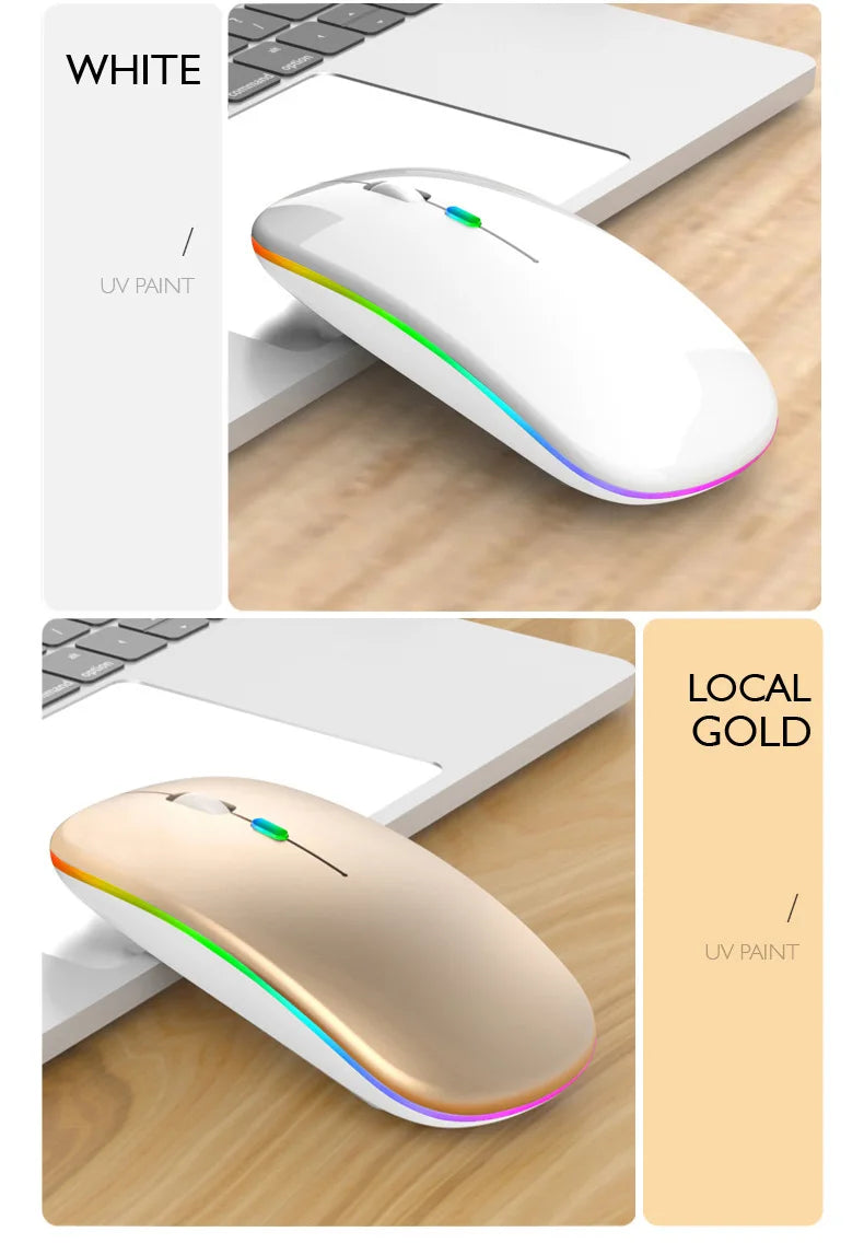 Tablet Phone Computer Bluetooth Wireless Mouse Charging Luminous 2.4G USB Wireless Mouse Portable Mouse