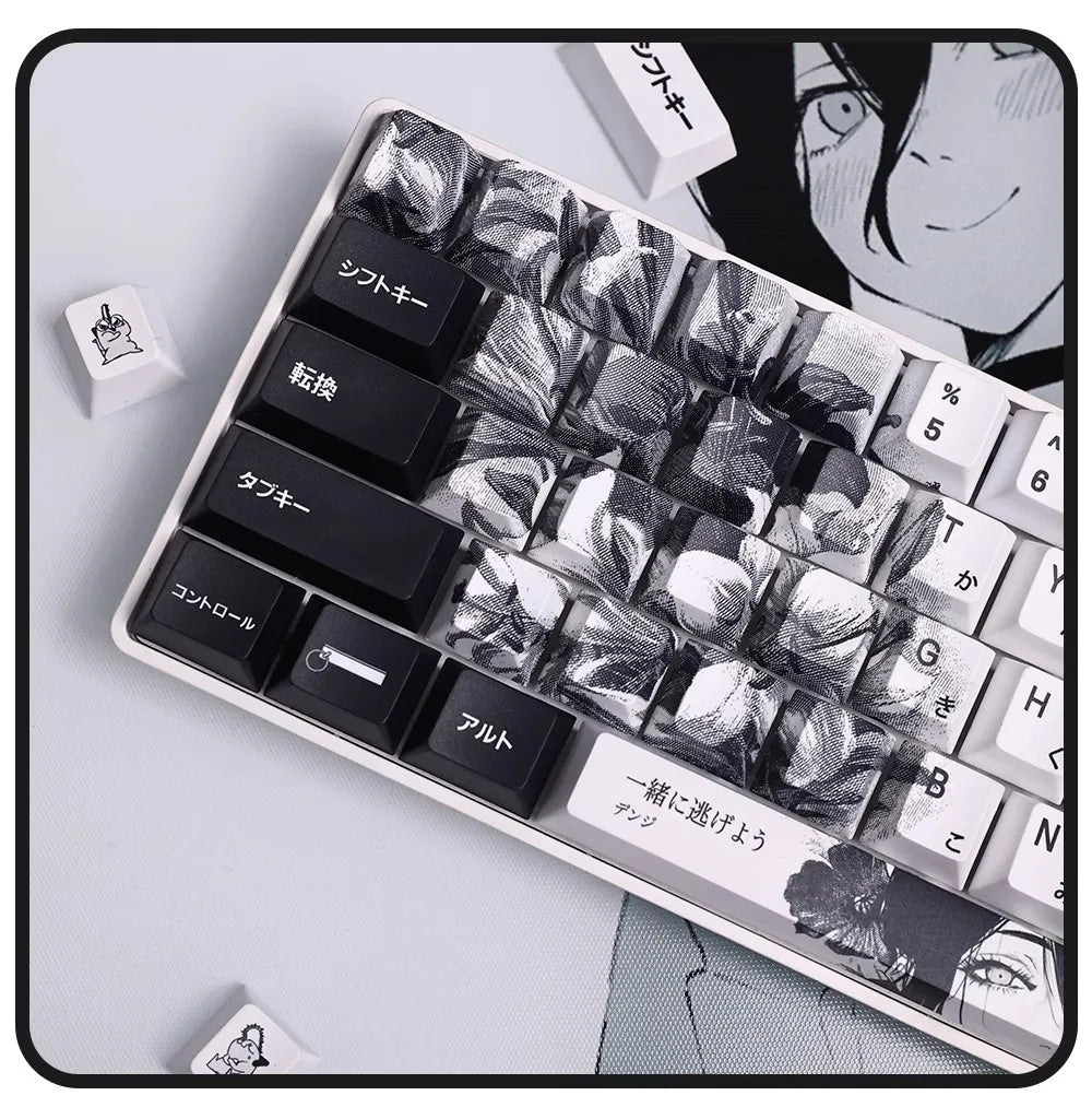 REZE Anime Theme Keycaps Set Customized PBT Sublimation Cherry Profile Keyboard Keycaps for Mechanical Keyboard Accessories Girl