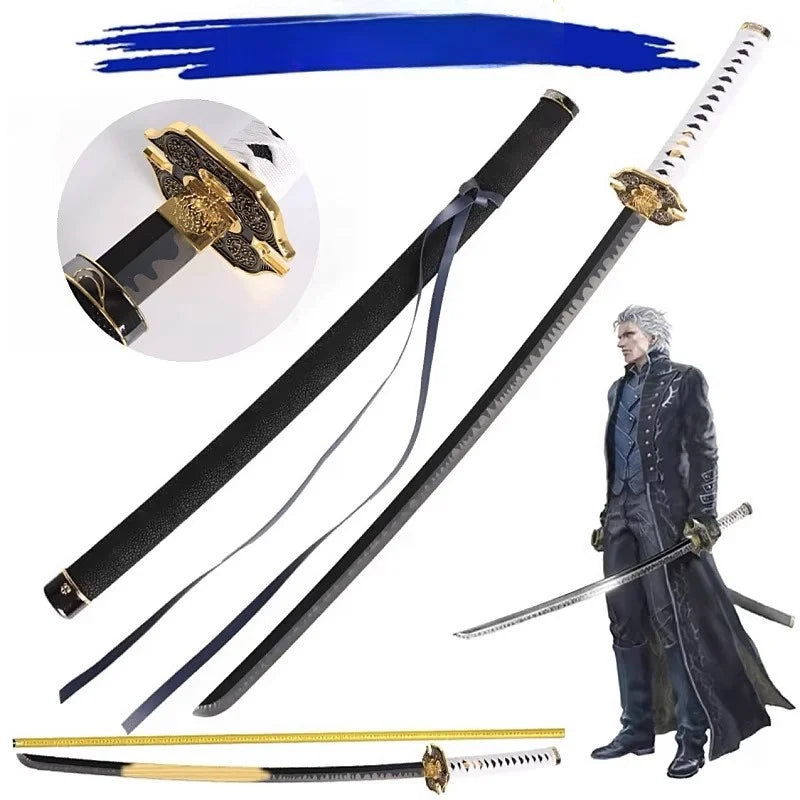 104cm Vergil Katana Yamato Knife Devil May Cry 5 Cosplay Prop Yamato Sword Blade Real Size Japanese Katana Samurai Sabre Kid Toy