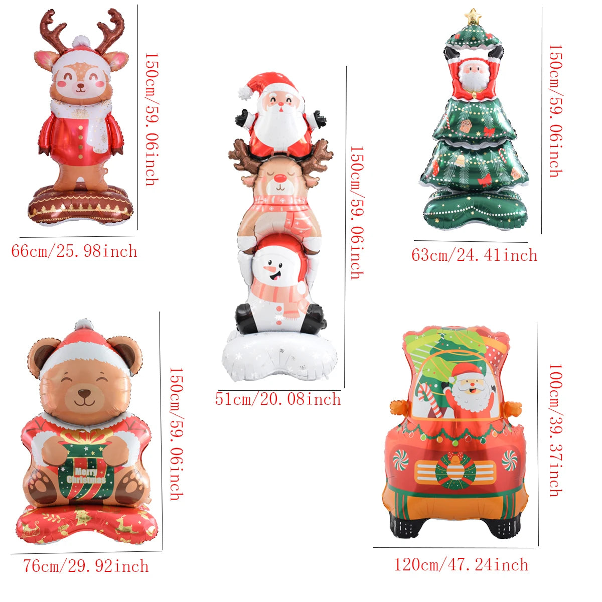 1set Giant Stand Pedestal Christmas Theme Foil Balloons Snowman Santa Claus Tree Elk Balloon Christmas Decorations
