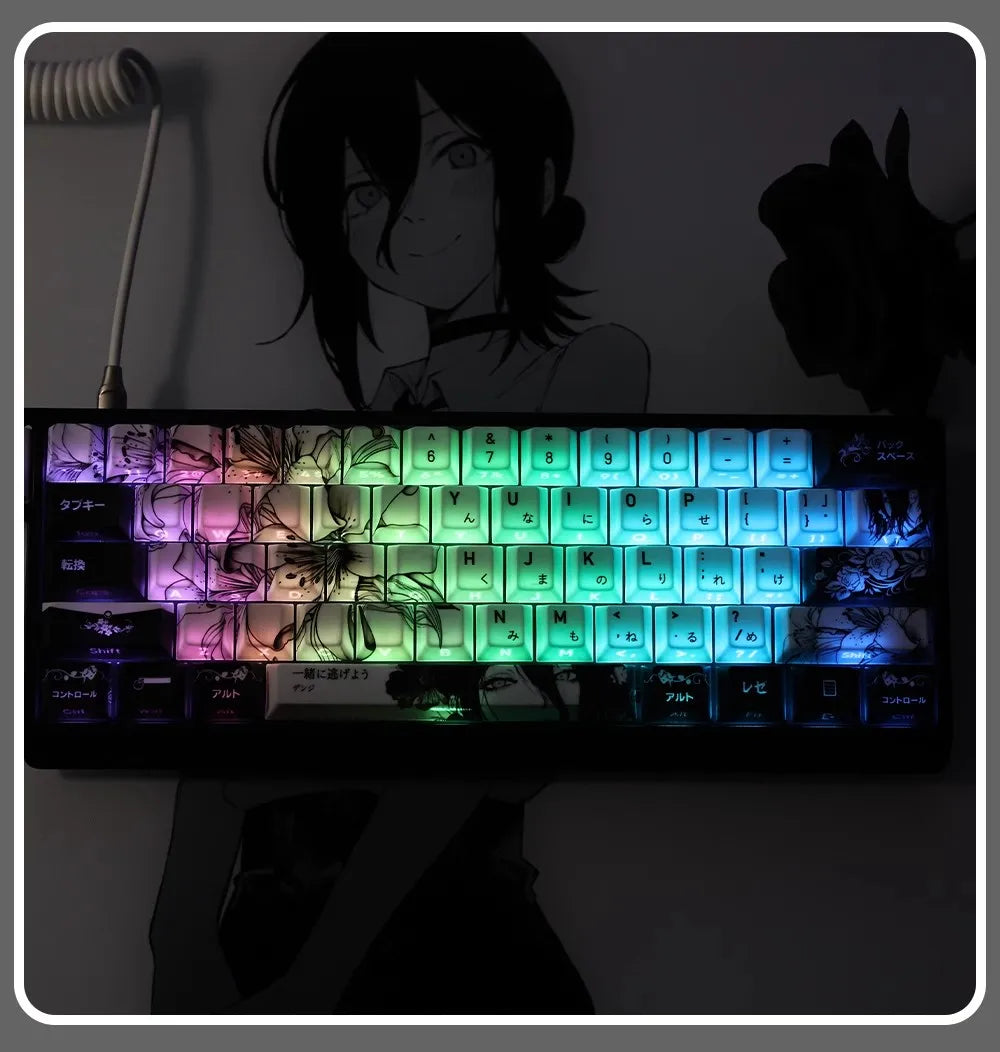 REZE Anime Theme Keycaps Set Customized PBT Sublimation Cherry Profile Keyboard Keycaps for Mechanical Keyboard Accessories Girl