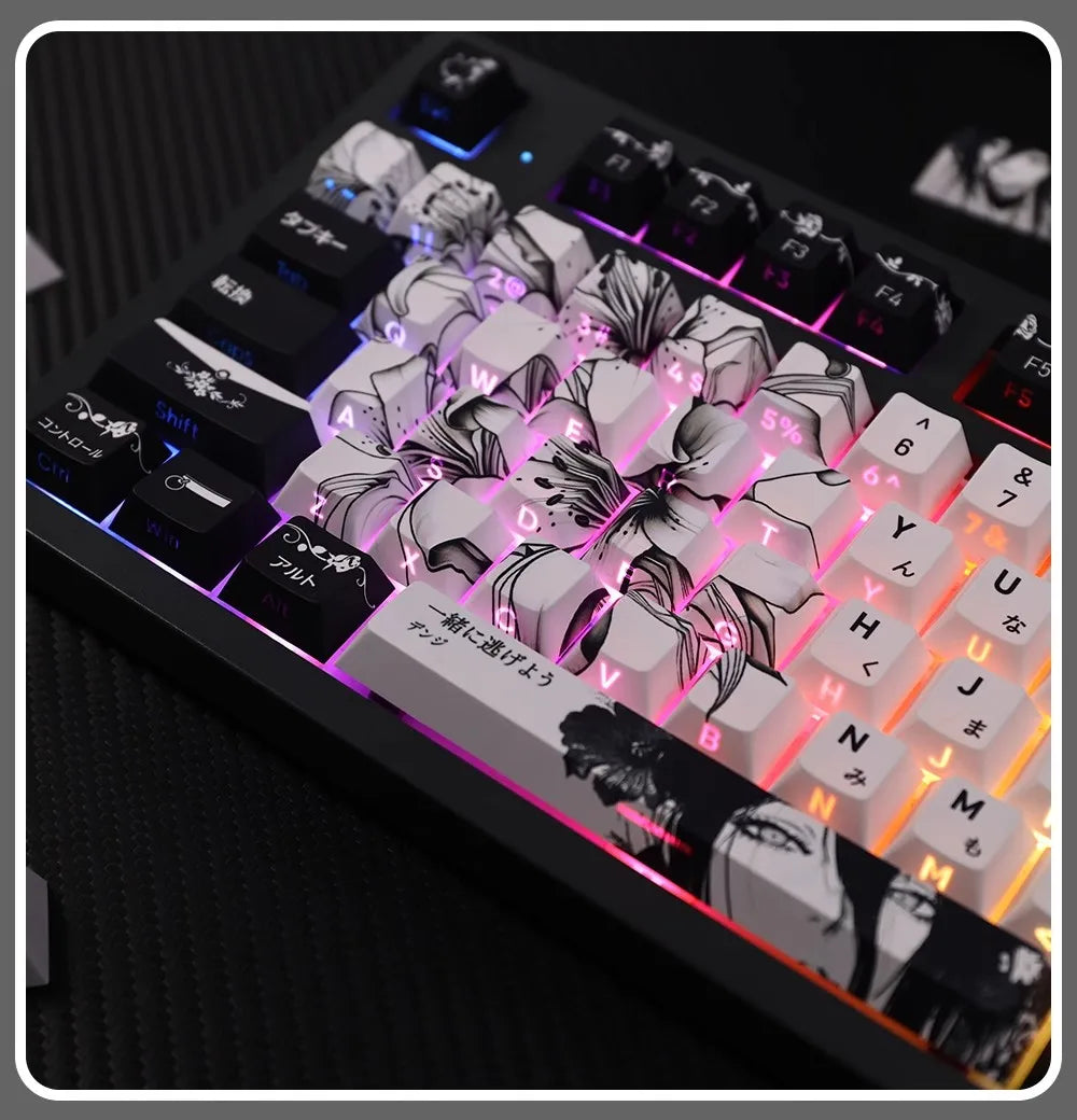 REZE Anime Theme Keycaps Set Customized PBT Sublimation Cherry Profile Keyboard Keycaps for Mechanical Keyboard Accessories Girl