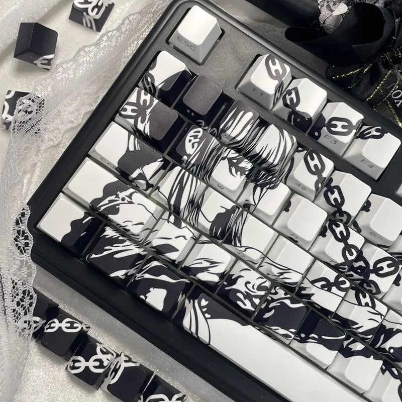 Makima Anime Keycaps Cartoon 129 Keys PBT Keycap Chreey Keycaps Japan Key Cap Dye-sub Mechanical Keyboard Caps for 64/68/71/108