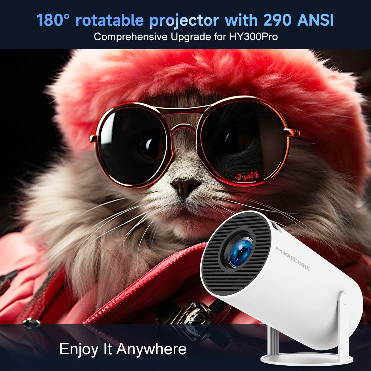 MAGCUBIC Projector HY300 PRO 4K Android 11 Dual Wifi6 290ANSI Allwinner H713 BT5.0 1080P 1280*720P Home Cinema Outdoor Projetor