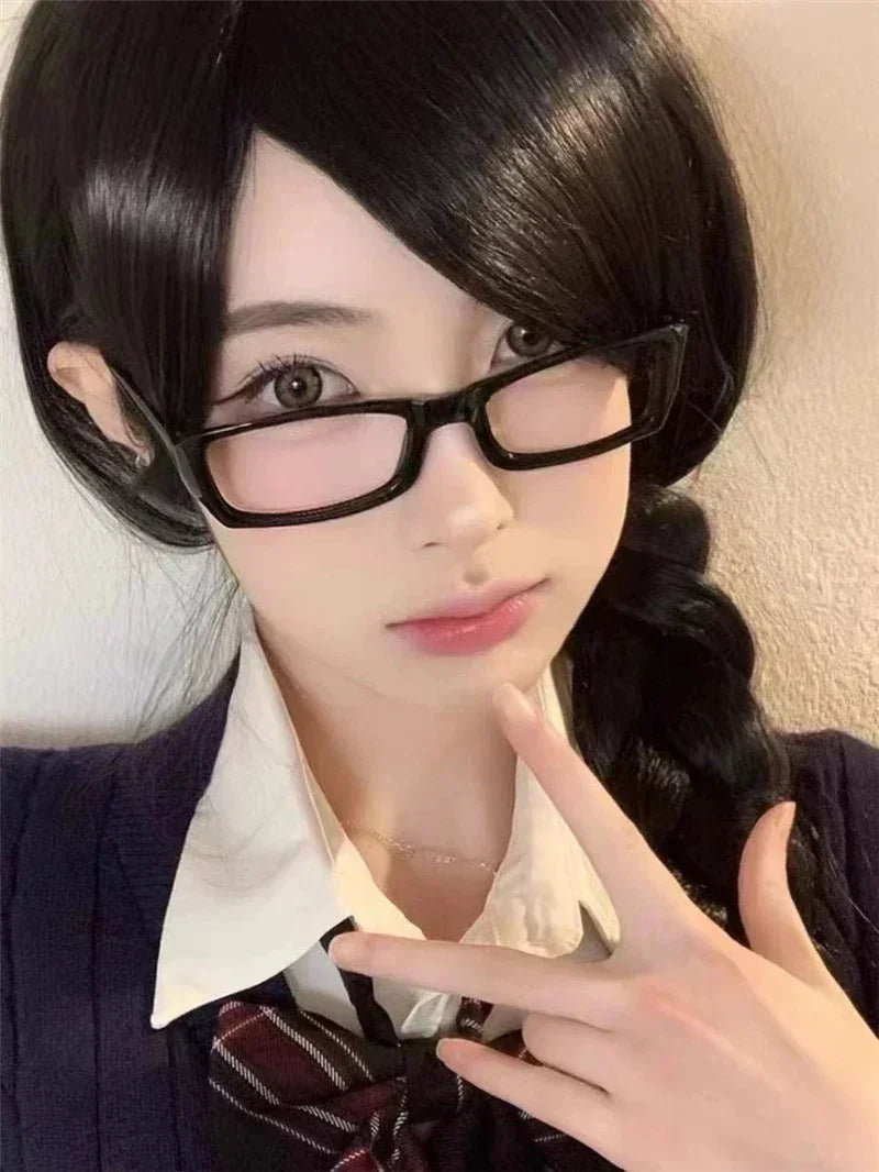 Japanese Korean Small Square Frame Glasses Women Retro Harajuku Eyeglasses Clear Reading Spectacle Blue Light Blocking Eyewears