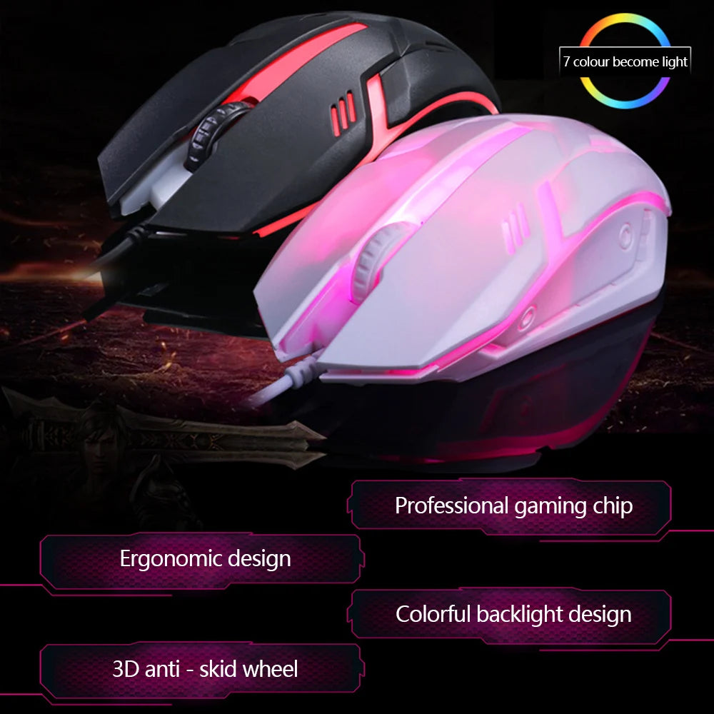 Limei S1 E Sports LED Luminous Backlit Wired Mouse USB Wired For Desktop Laptop Mute Office Computer Gaming Mouse