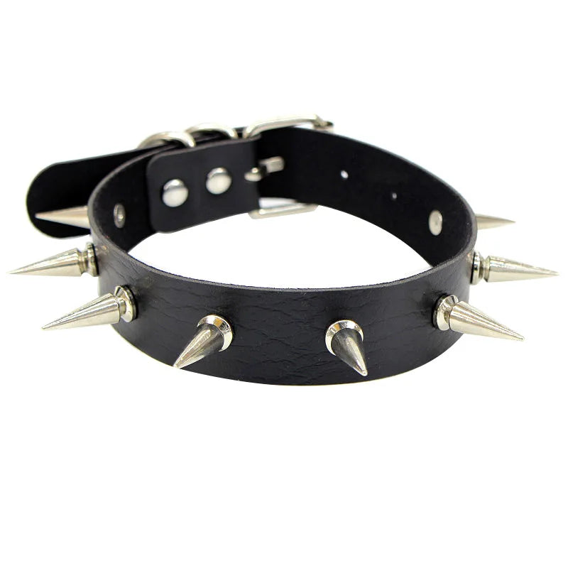Harajuku Punk Rock Gothic Choker Necklace Women Sexy PU Leather Heart Lock Key Spike Collar Chocker Gothic Cosplay Accessories