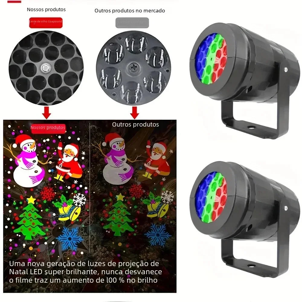 1pc Snowflake Christmas Laser Projector Light,16 patterns Waterproof Rotating Christmas LED Stage Lights Christmas Decoration
