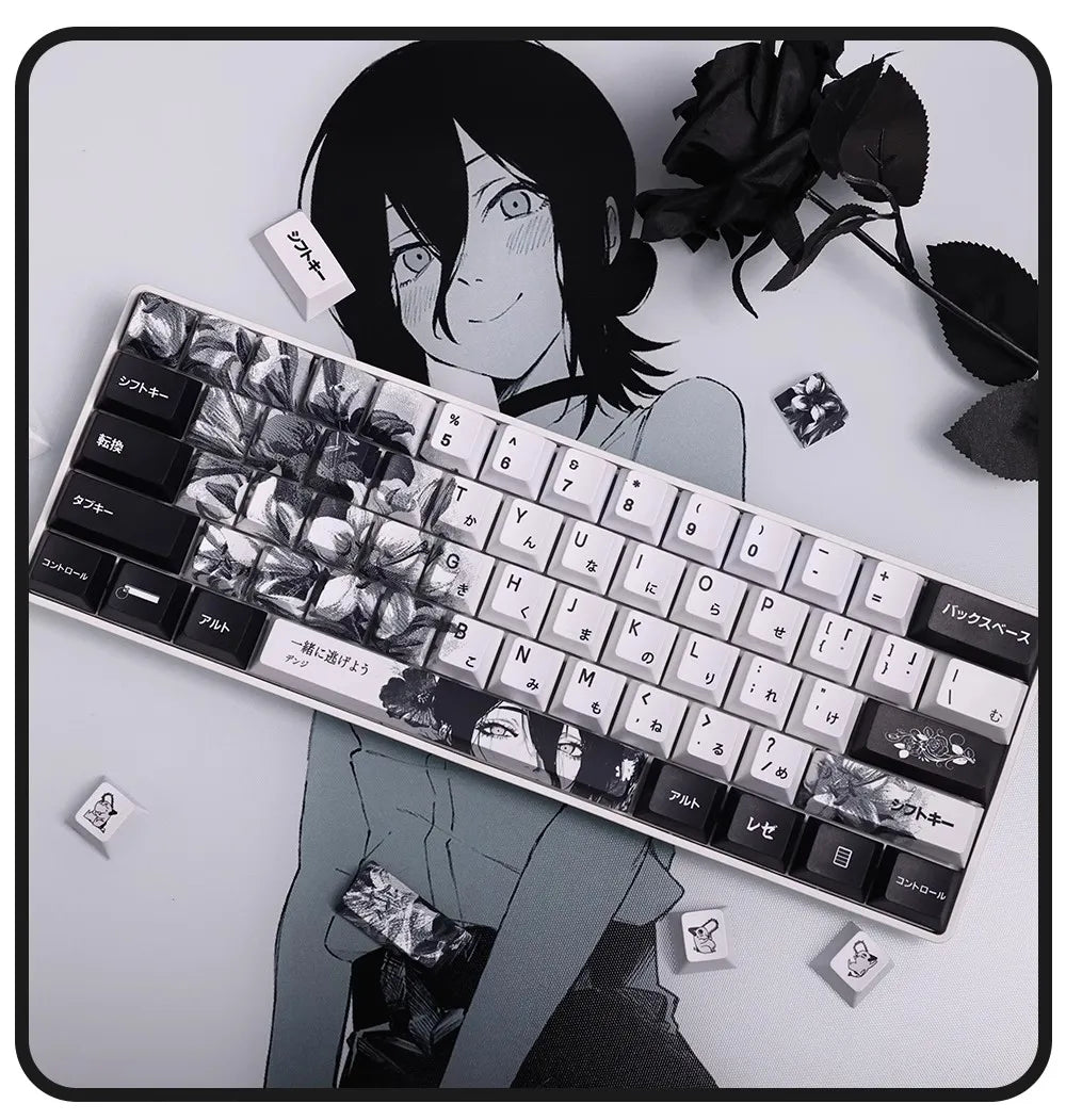 REZE Anime Theme Keycaps Set Customized PBT Sublimation Cherry Profile Keyboard Keycaps for Mechanical Keyboard Accessories Girl