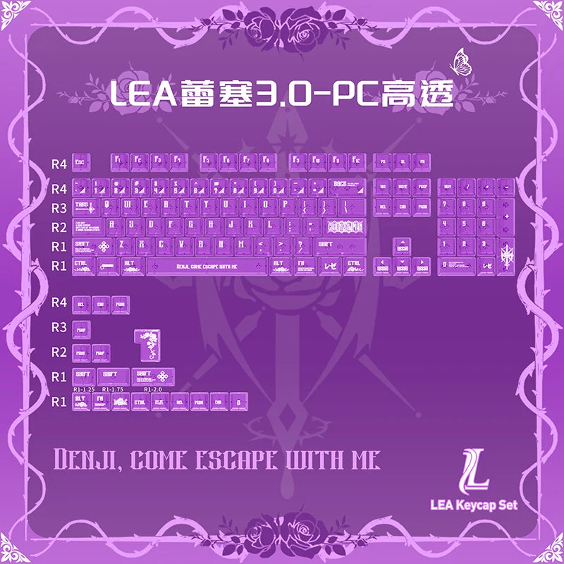 REZE Anime Theme Keycaps Set Customized PBT Sublimation Cherry Profile Keyboard Keycaps for Mechanical Keyboard Accessories Girl