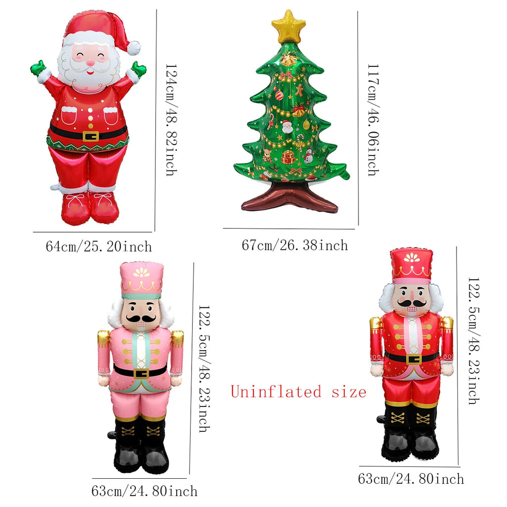 1set Giant Stand Pedestal Christmas Theme Foil Balloons Snowman Santa Claus Tree Elk Balloon Christmas Decorations