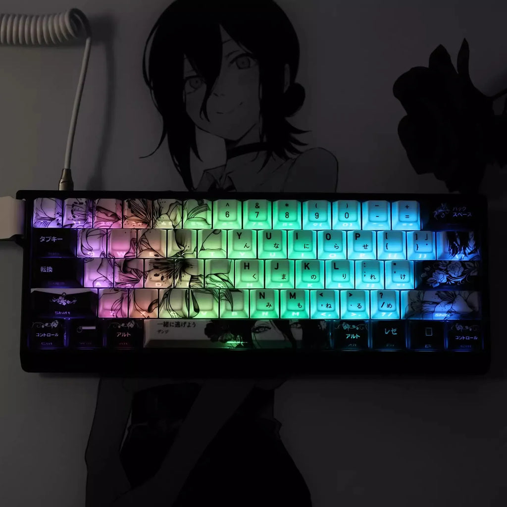 REZE Anime Theme Keycaps Set Customized PBT Sublimation Cherry Profile Keyboard Keycaps for Mechanical Keyboard Accessories Girl