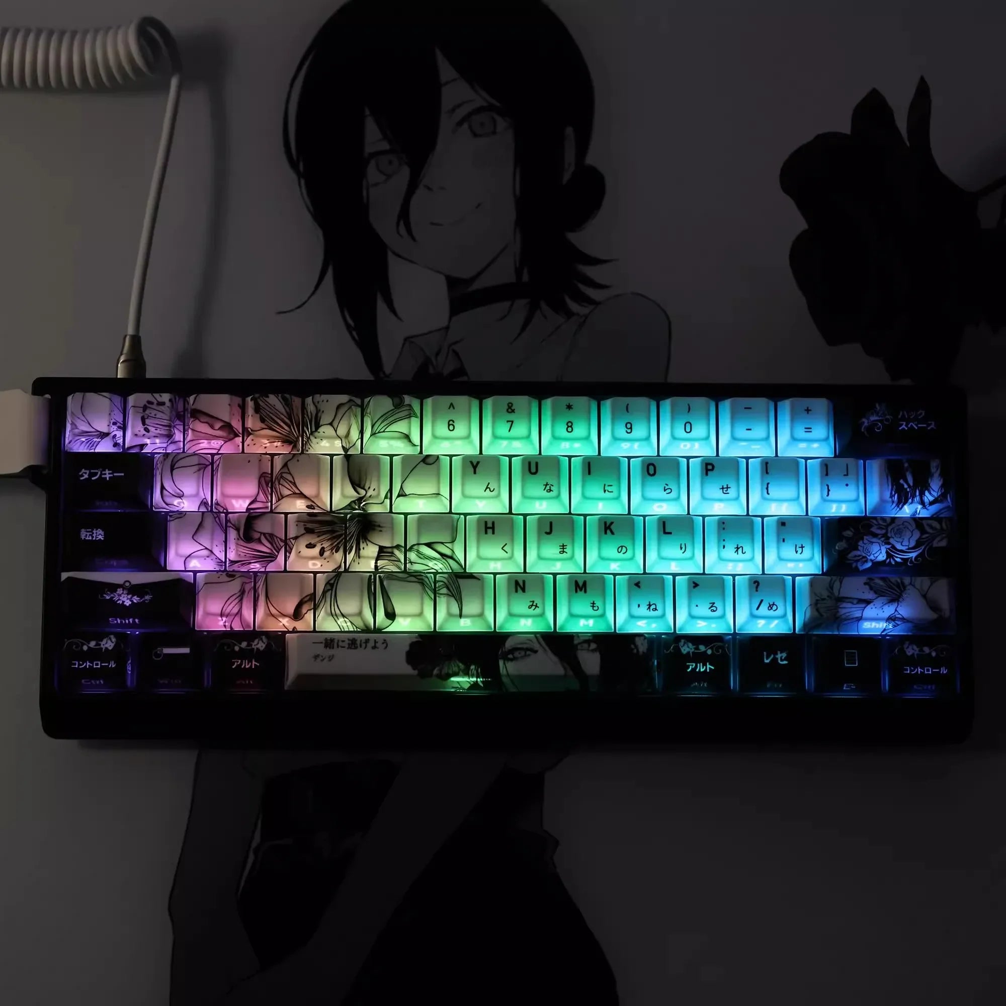 REZE Anime Theme Keycaps Set Customized PBT Sublimation Cherry Profile Keyboard Keycaps for Mechanical Keyboard Accessories Girl