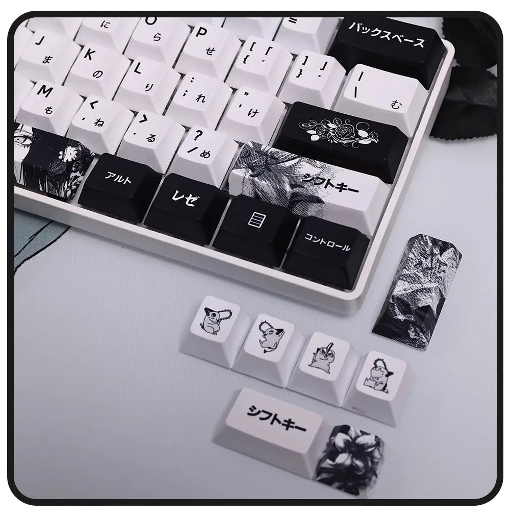 REZE Anime Theme Keycaps Set Customized PBT Sublimation Cherry Profile Keyboard Keycaps for Mechanical Keyboard Accessories Girl
