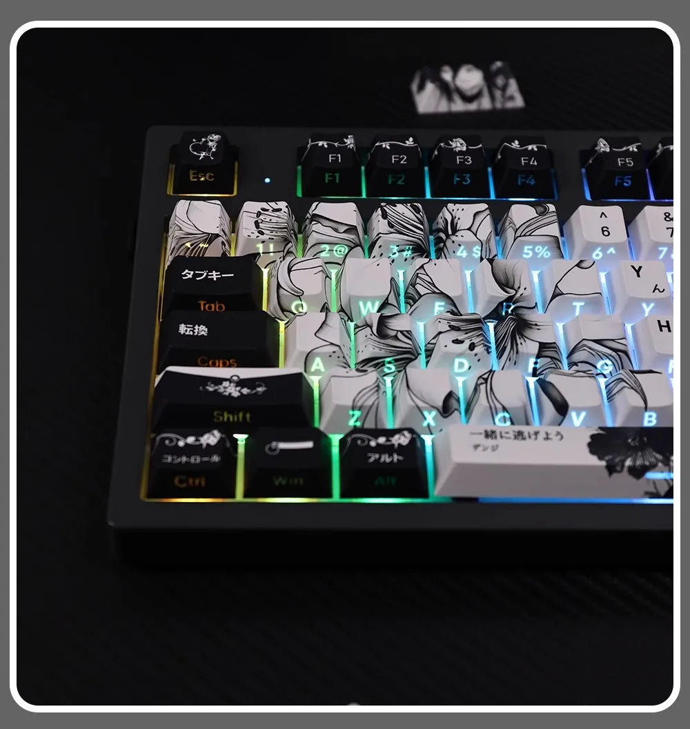 REZE Anime Theme Keycaps Set Customized PBT Sublimation Cherry Profile Keyboard Keycaps for Mechanical Keyboard Accessories Girl