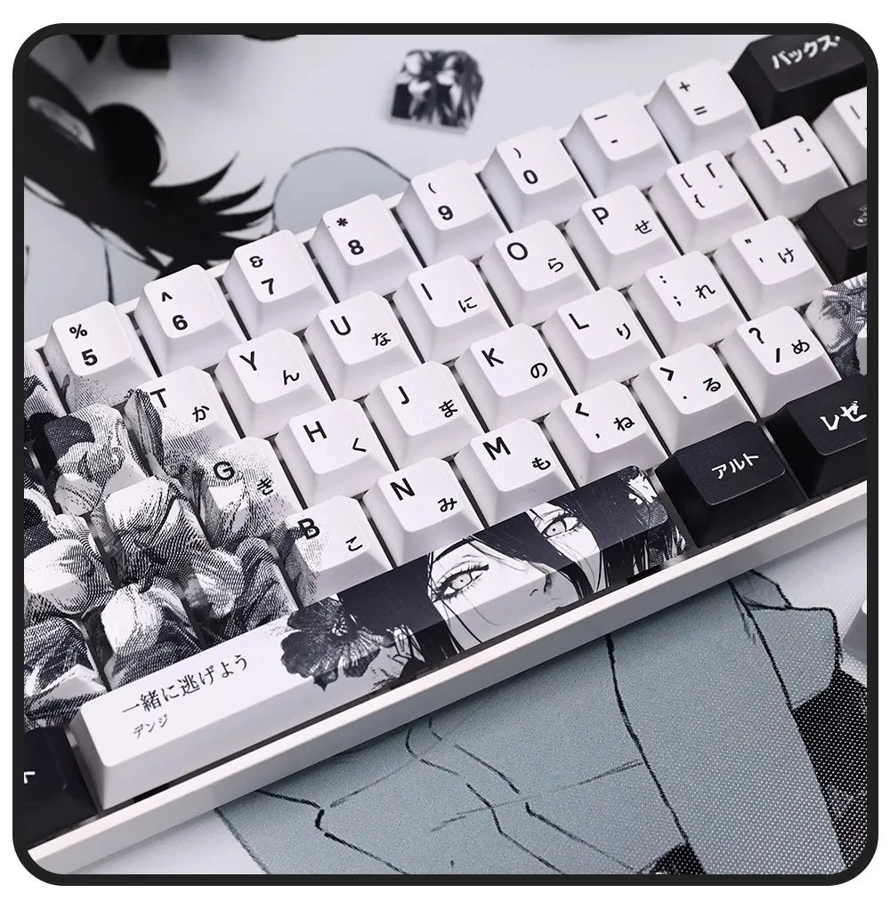 REZE Anime Theme Keycaps Set Customized PBT Sublimation Cherry Profile Keyboard Keycaps for Mechanical Keyboard Accessories Girl