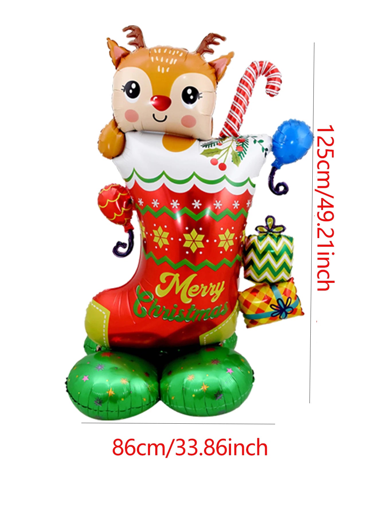 1set Giant Stand Pedestal Christmas Theme Foil Balloons Snowman Santa Claus Tree Elk Balloon Christmas Decorations