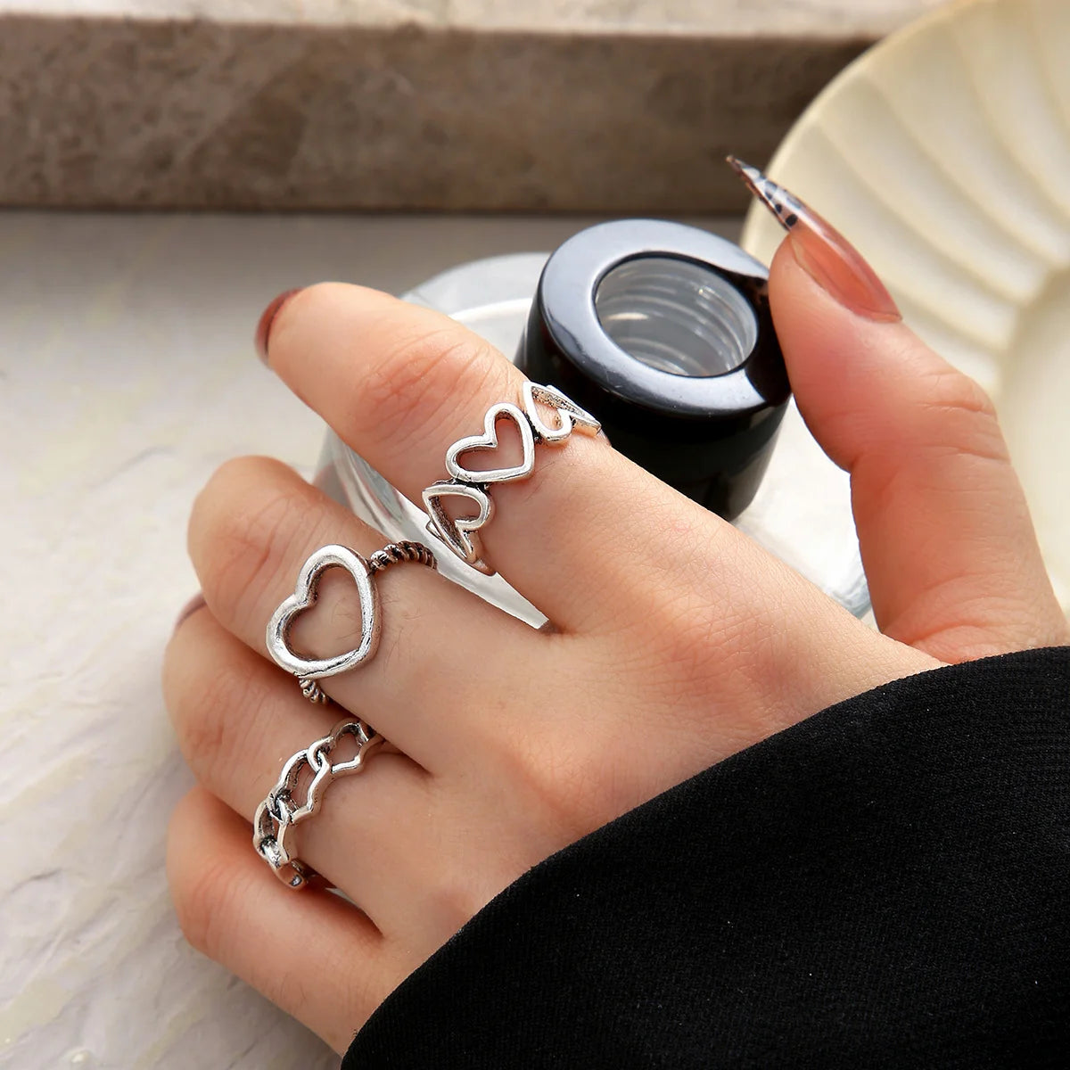 Punk Gothic Skeleton Unisex Ring Set Grunge Butterfly Frog Woman Man Jewelry Hip Hop Party Street Ring 2024 New Jewelry Gift