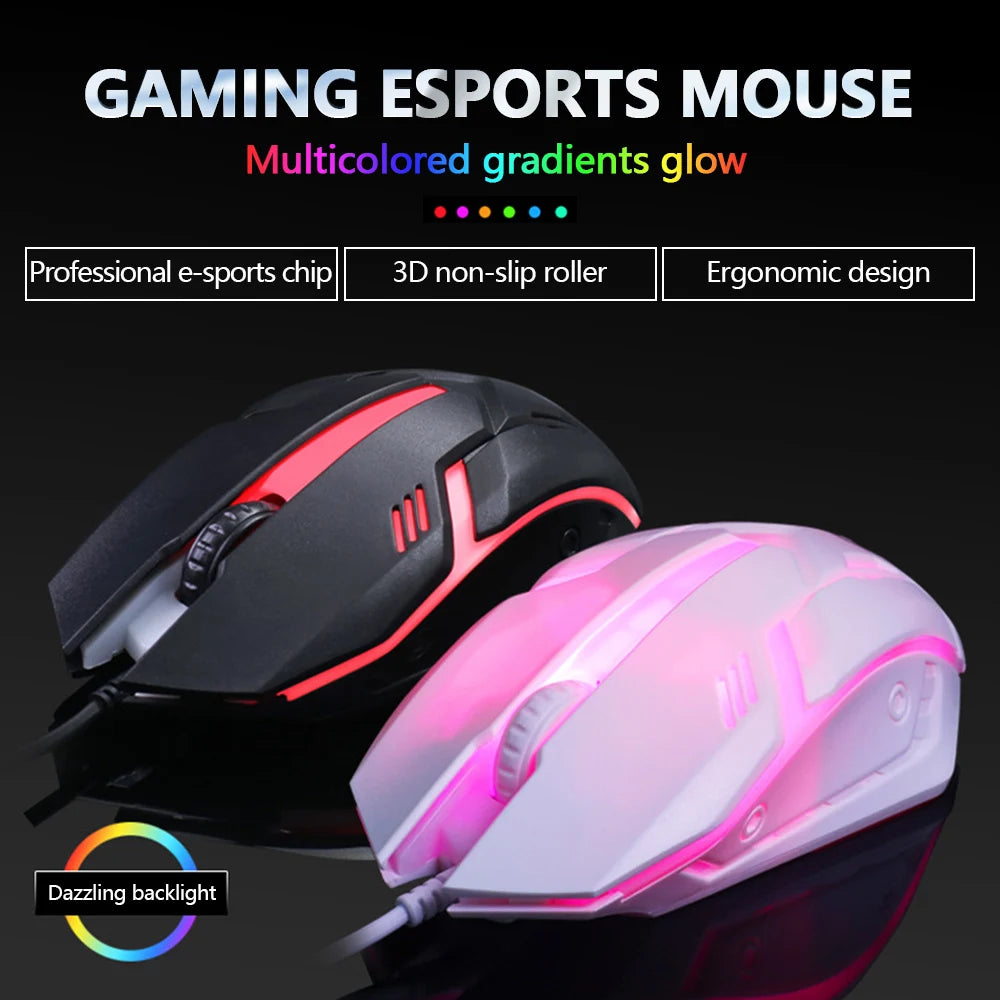 Limei S1 E Sports LED Luminous Backlit Wired Mouse USB Wired For Desktop Laptop Mute Office Computer Gaming Mouse