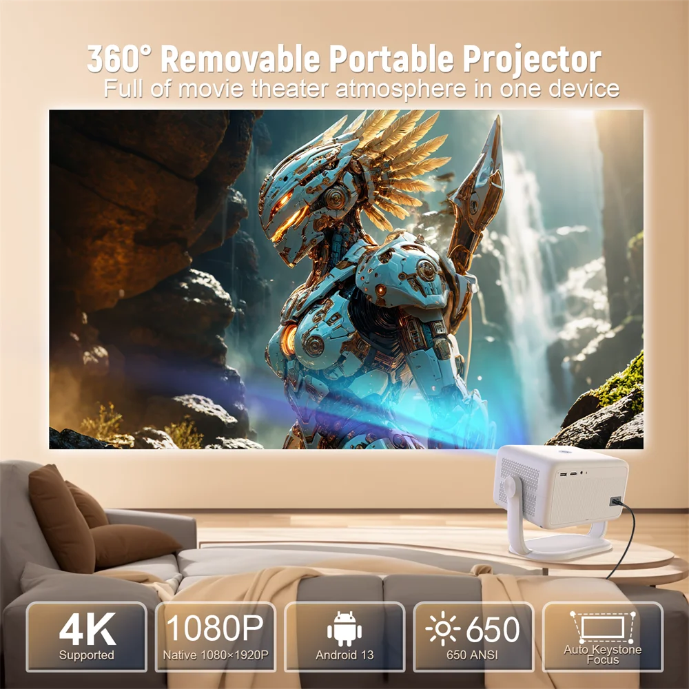 Velec Projector TP350 650 ANSI 4K HD 1080P Auto Focus Android 13 Wifi6 BT5.2 Portable Outdoor Video Smart Home Theater Proyector