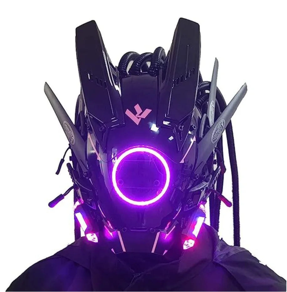 Cyberpunk Mask Led Hair Festival Halloween Christmas Cosplay Helmet Party Gift For Adults