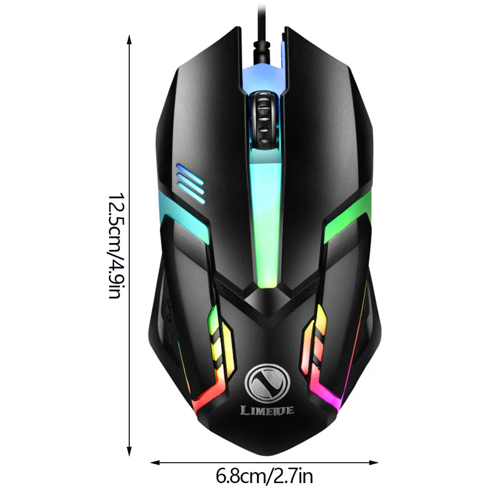 Limei S1 E Sports LED Luminous Backlit Wired Mouse USB Wired For Desktop Laptop Mute Office Computer Gaming Mouse