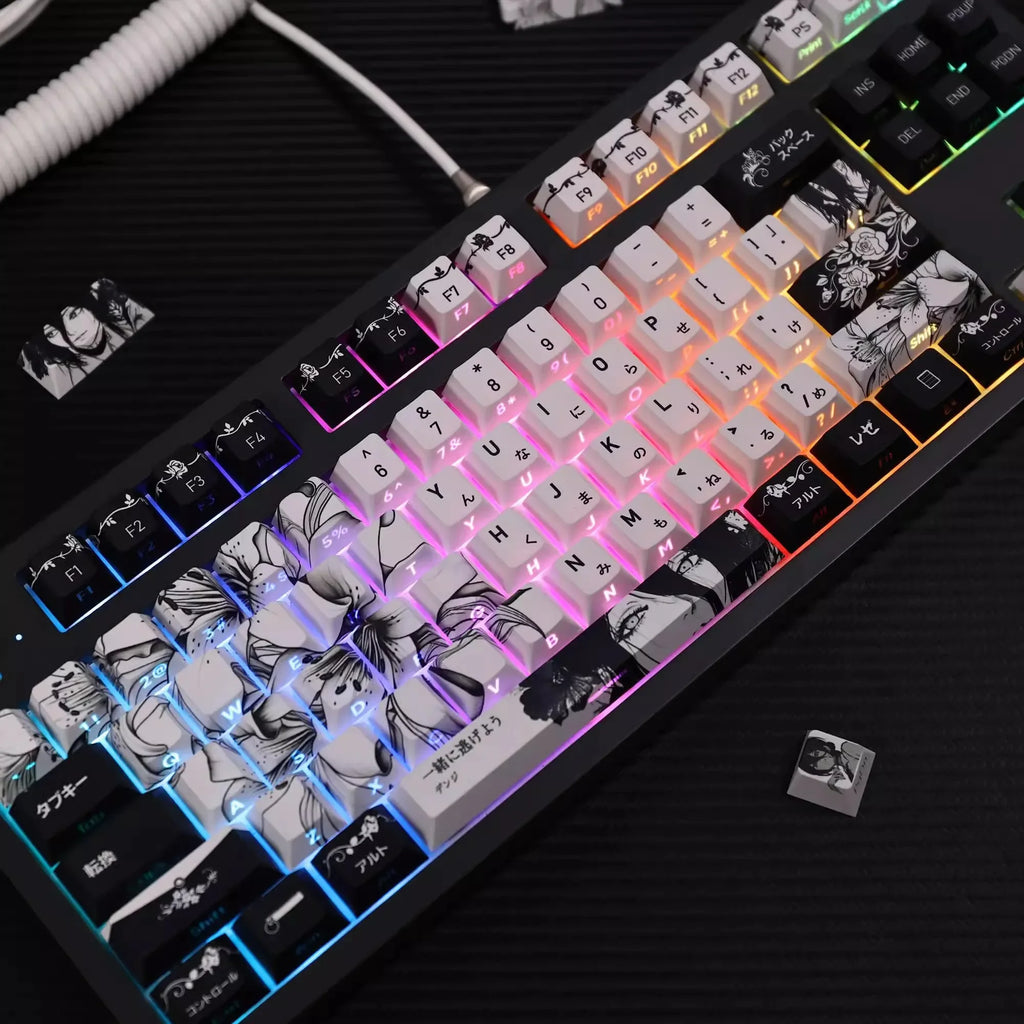REZE Anime Theme Keycaps Set Customized PBT Sublimation Cherry Profile Keyboard Keycaps for Mechanical Keyboard Accessories Girl
