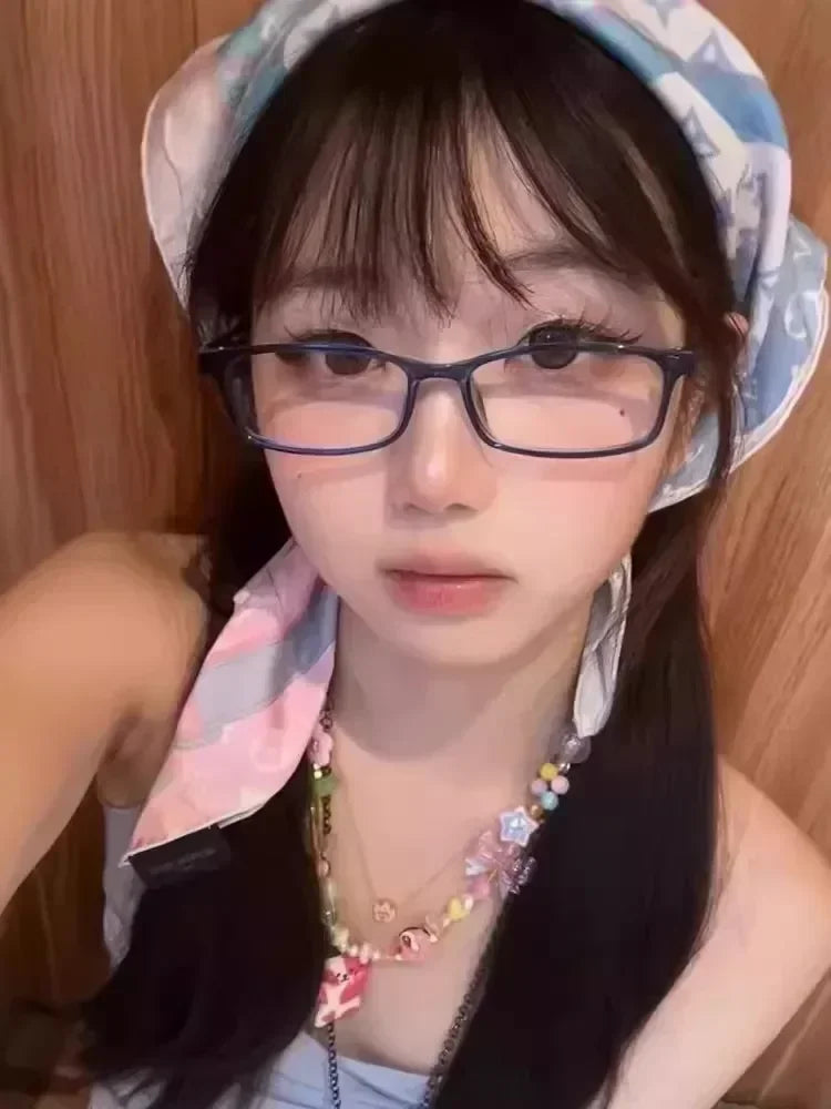 Japanese Korean Small Square Frame Glasses Women Retro Harajuku Eyeglasses Clear Reading Spectacle Blue Light Blocking Eyewears