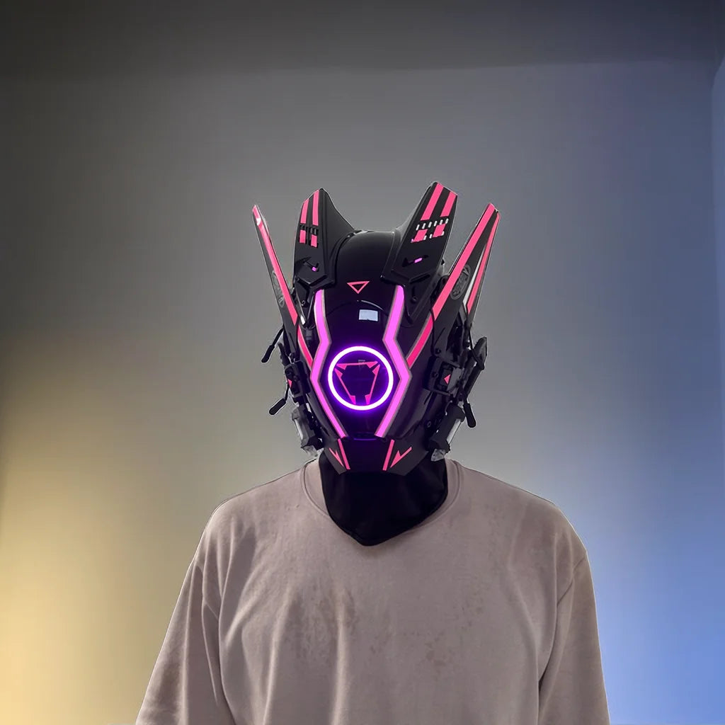 Cyberpunk Mask Led Hair Festival Halloween Christmas Cosplay Helmet Party Gift For Adults