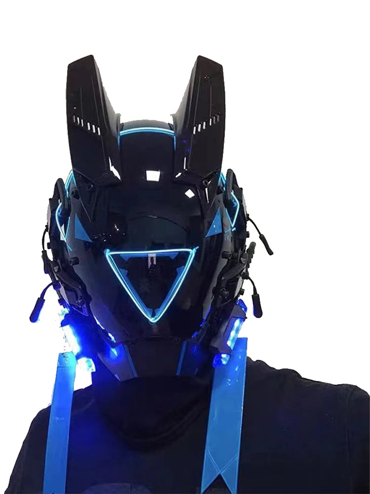 Cyberpunk Mask Led Hair Festival Halloween Christmas Cosplay Helmet Party Gift For Adults
