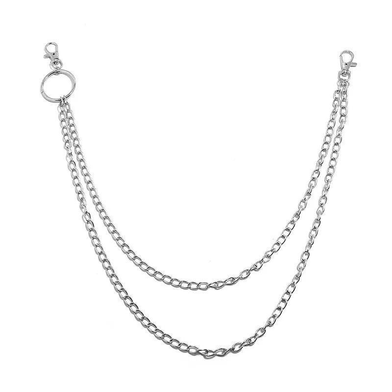 Metal Belt Chain HipHop Rock Punk Hook Trousers Pant Waist Link Metal Wallet Chain Keychain Ring Clip Keyring Jewelry