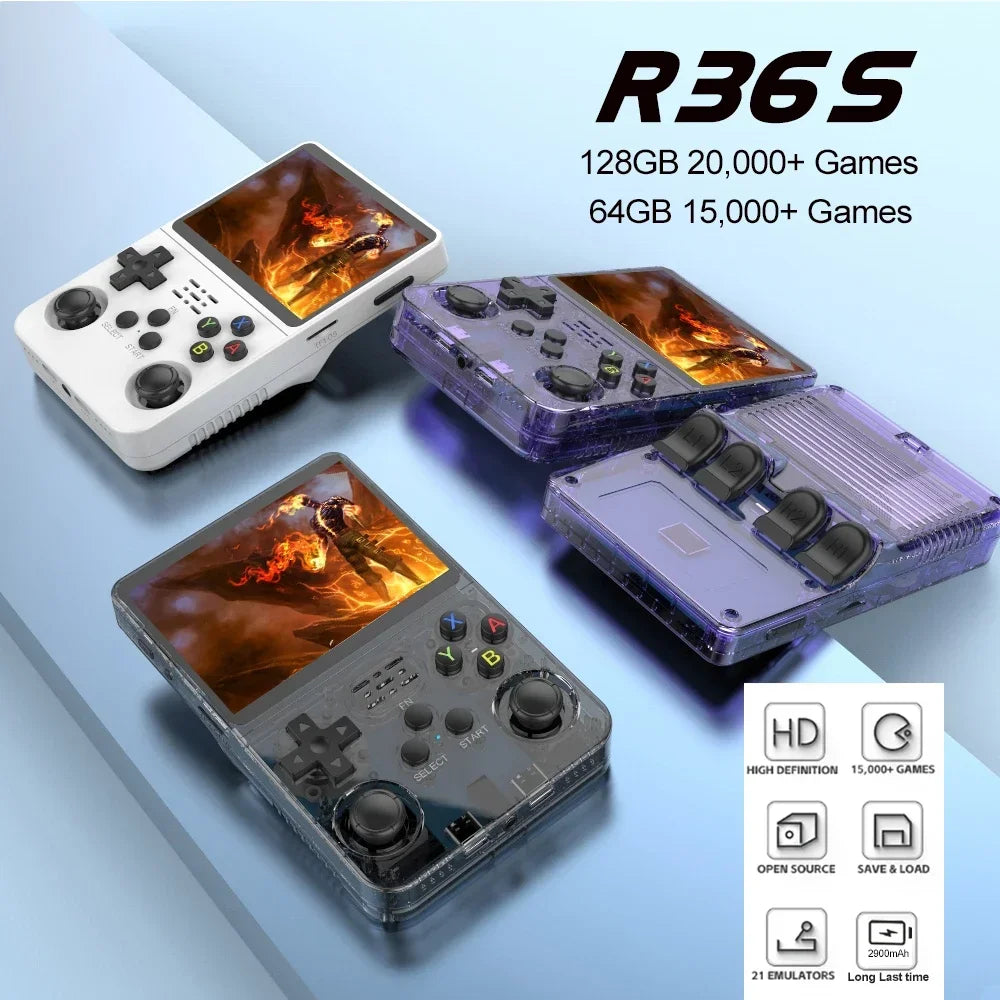 R36S Retro Handheld Video Game Console Linux System 3.5 Inch IPS Screen Portable Pocket Video Player 64G 128GB Games Kid Gift