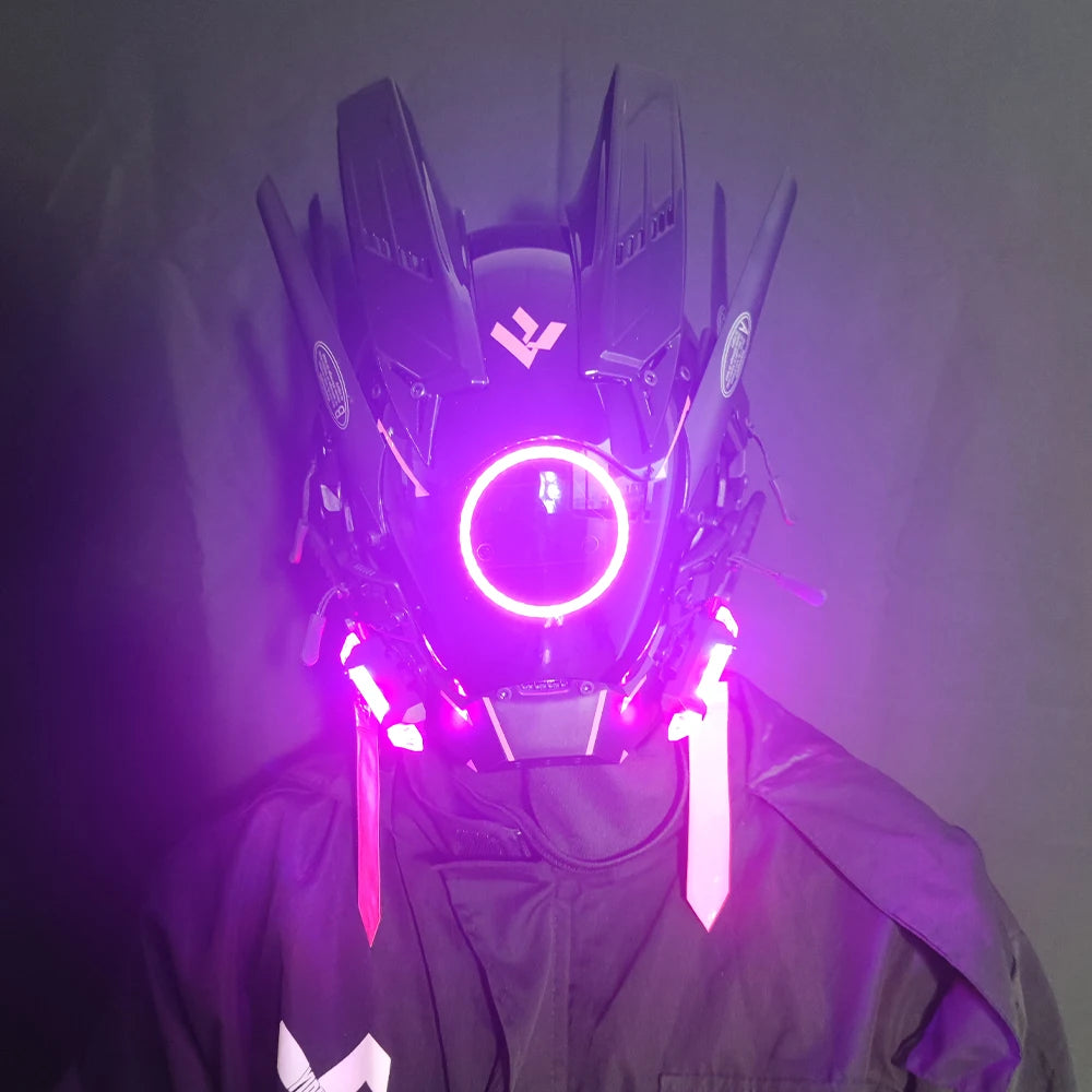 Cyberpunk Mask Led Hair Festival Halloween Christmas Cosplay Helmet Party Gift For Adults