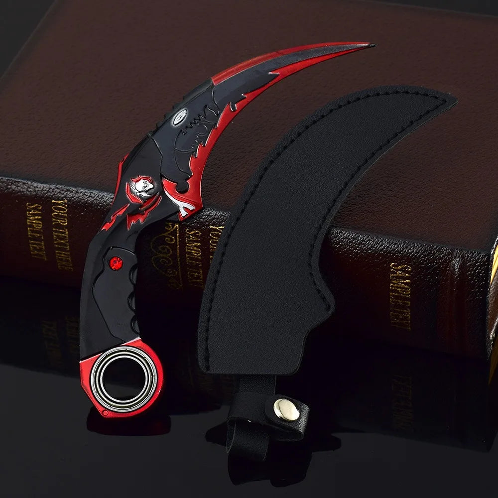 17CM Karambit Game Life and Death Peripheral Weapon Dark Moon Double Thorns Metal Model Knife Sword Ornament Gifts Toys for Boys