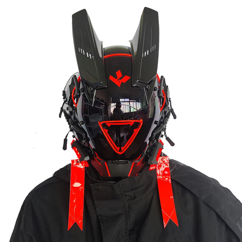 Cyberpunk Mask Led Hair Festival Halloween Christmas Cosplay Helmet Party Gift For Adults
