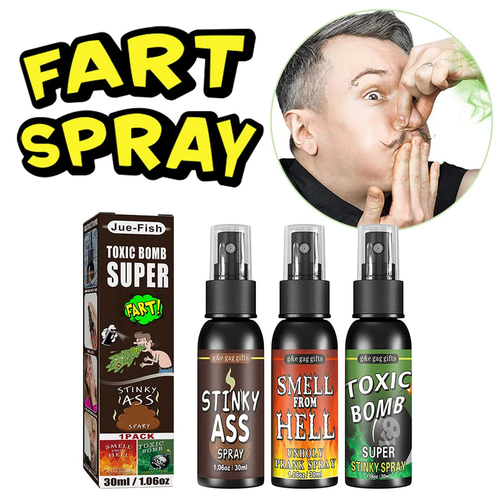 6pcs-1pcs 30ml Halloween Props Liquid Fart Spray Non Toxic Stink Bomb Ass-Smelly Stinky Gas Prank Toy Joke Party Supplies