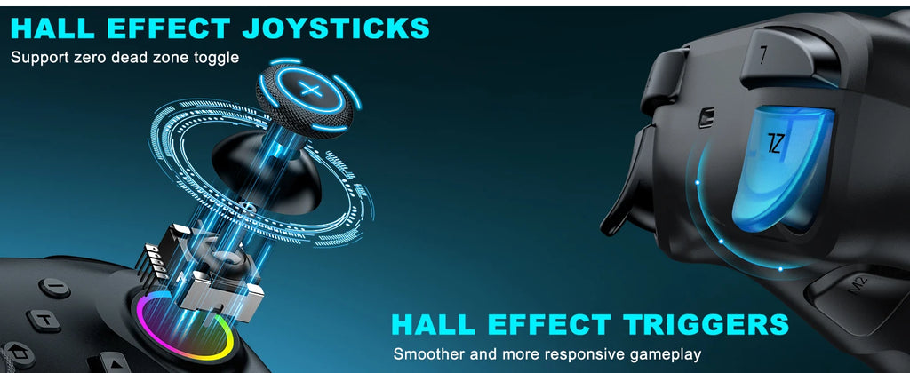 Dinofire Wireless Bluetooth RGB Controller for Nintendo Switch/Switch OLED/Switch Lite/PC/Mobile Gamepad Multi-Function Joystick