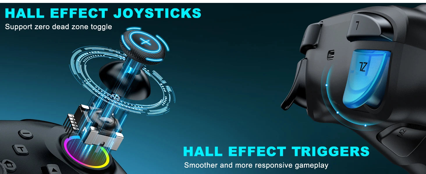 Dinofire Wireless Bluetooth RGB Controller for Nintendo Switch/Switch OLED/Switch Lite/PC/Mobile Gamepad Multi-Function Joystick