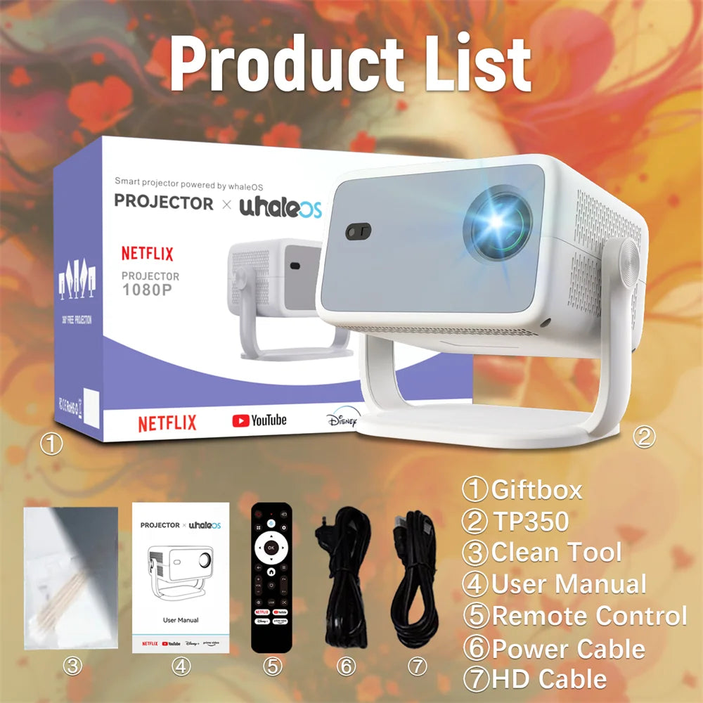 Velec Projector TP350 650 ANSI 4K HD 1080P Auto Focus Android 13 Wifi6 BT5.2 Portable Outdoor Video Smart Home Theater Proyector