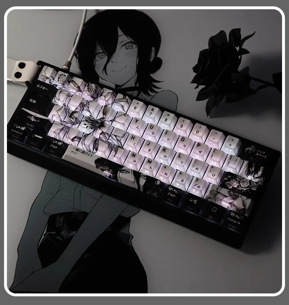 REZE Anime Theme Keycaps Set Customized PBT Sublimation Cherry Profile Keyboard Keycaps for Mechanical Keyboard Accessories Girl