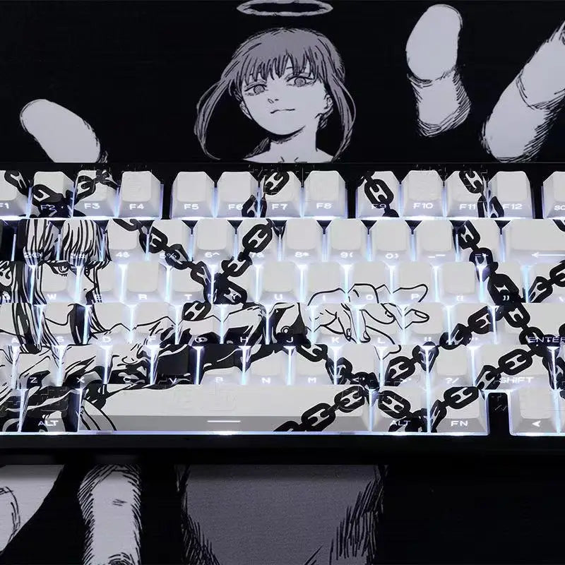 Makima Anime Keycaps Cartoon 129 Keys PBT Keycap Chreey Keycaps Japan Key Cap Dye-sub Mechanical Keyboard Caps for 64/68/71/108